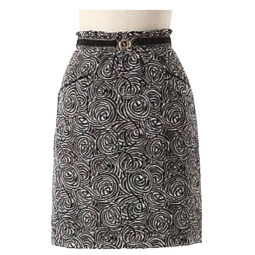 Elevenses Rose Swirl Artist Belted Skirt 0 Xs